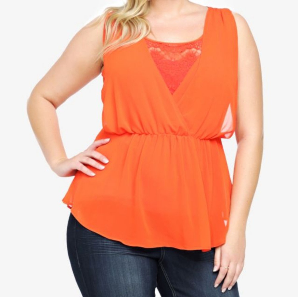 Torrid Chiffon Top with Lace